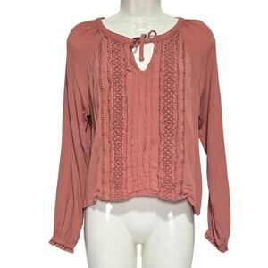 Hollister Dusty Rose Lace Blouse, Size Large, Womens